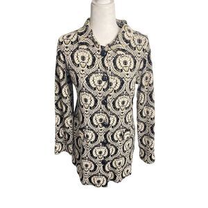 Michael Simon Vintage Cardigan Jacket Button Up Fabric Button Faux Pockets M